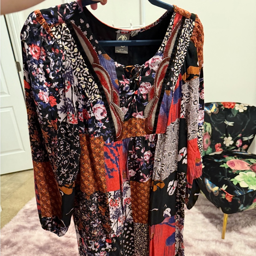 Floral Patchwork Long Sleeve Dress